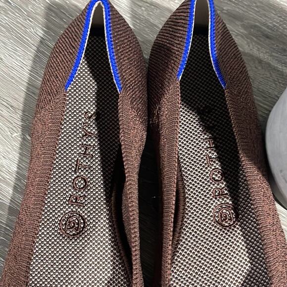 Rothys round truffle python size 8 brown flat shoes - Picture 13 of 16